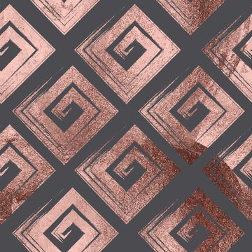 Rose Gold Geometric Seamless Pattern Background. Vector Illustration