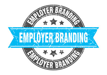 employer branding round stamp with ribbon. label sign