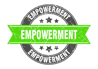 empowerment round stamp with ribbon. label sign