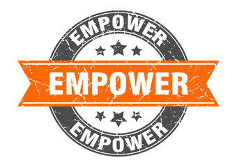 empower round stamp with ribbon. label sign
