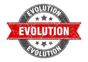 evolution round stamp with ribbon. label sign