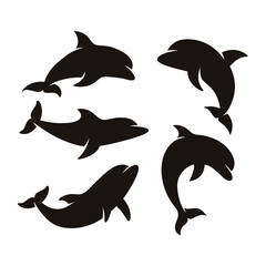 Fototapeta premium Dolphin fish animal silhouette. Vector illustration