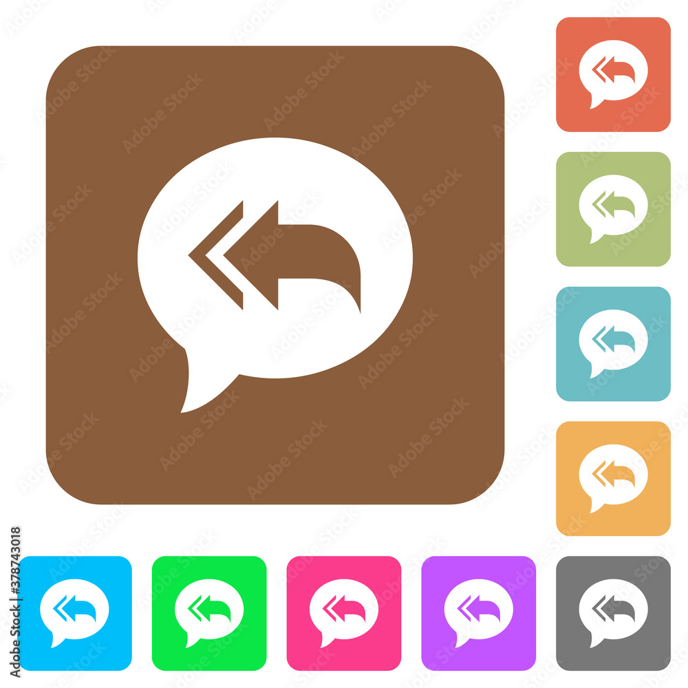 Poster reply to all recipients rounded square flat icons
