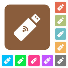 Wireless usb stick rounded square flat icons