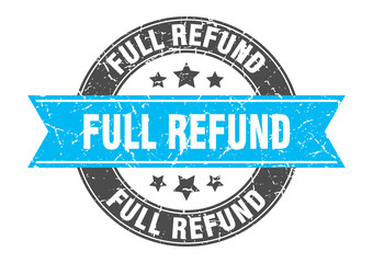 full refund round stamp with ribbon. label sign