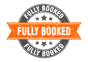 Fototapeta premium fully booked round stamp with ribbon. label sign
