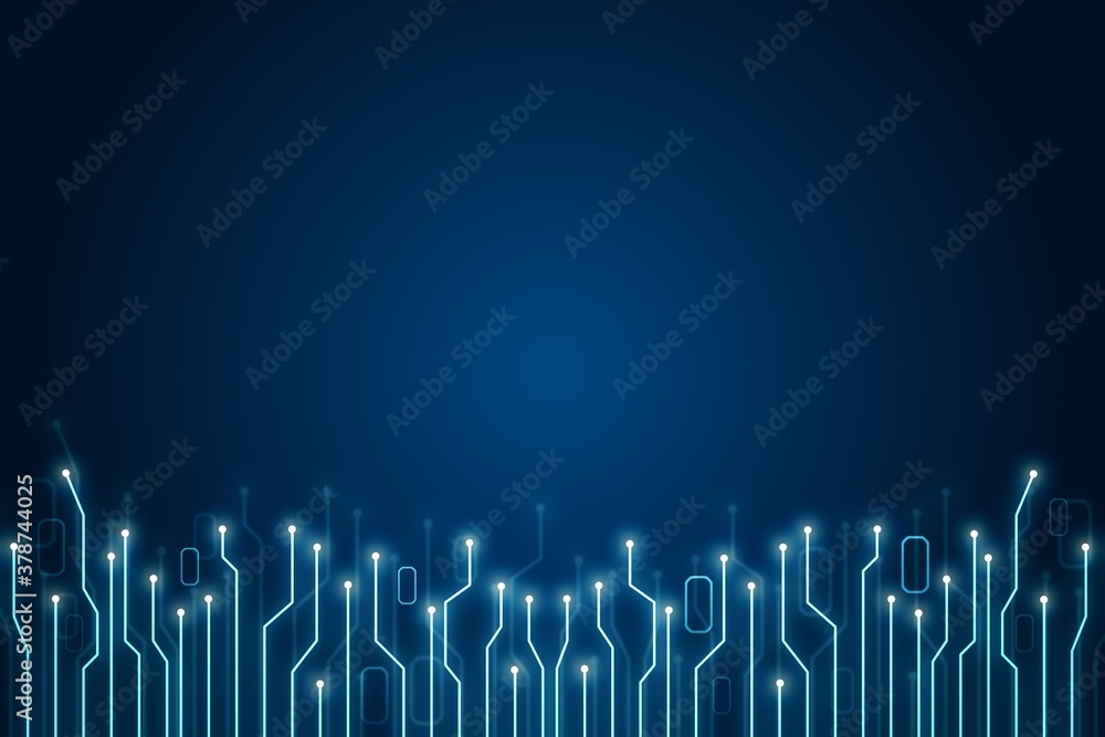 Poster abstract virtual microscheme illustration on blue background. big data and database concept. 3d rend
