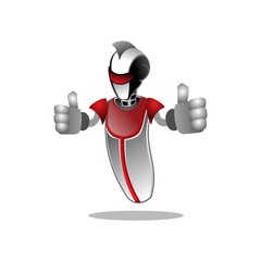 Advance Silver Robot Mascot Doing Thumb Up Pose