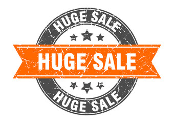 Fototapeta premium huge sale round stamp with ribbon. label sign