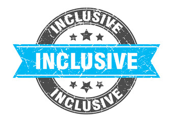 inclusive round stamp with ribbon. label sign