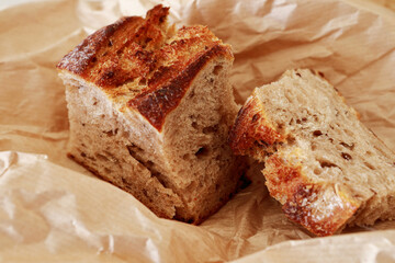 homemade sourdough bread cut into pieces