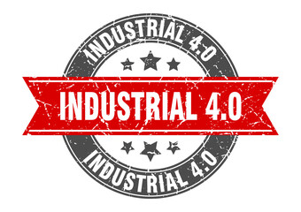 industrial 4.0 round stamp with ribbon. label sign
