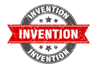 invention round stamp with ribbon. label sign