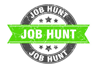 job hunt round stamp with ribbon. label sign