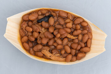 Overhead view of BBQ baked beans will taste as delicious as it looks.
