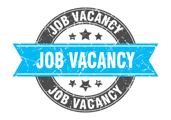 job vacancy round stamp with ribbon. label sign