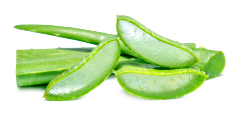 Aloe vera fresh leaf isolated on white background.