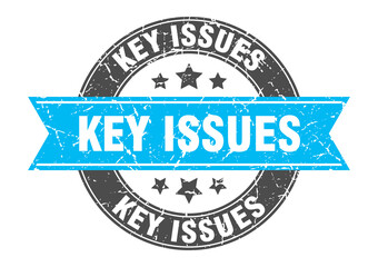 key issues round stamp with ribbon. label sign