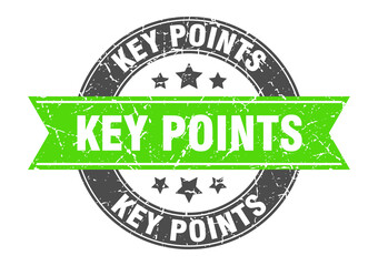 key points round stamp with ribbon. label sign