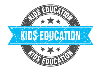 Obraz premium kids education round stamp with ribbon. label sign