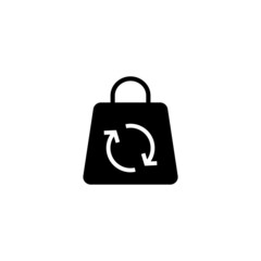 Reusable bag Icon in black flat glyph, filled style isolated on white background