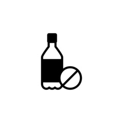 No Plastic Icon in black flat glyph, filled style isolated on white background