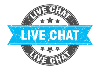 Obraz premium live chat round stamp with ribbon. label sign
