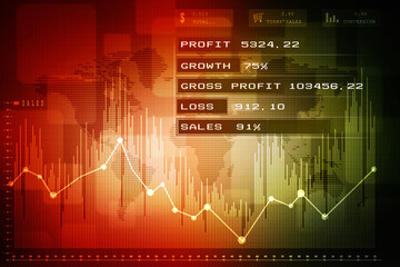 2d rendering Stock market online business concept. business Graph 