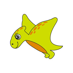 Set of cute dinosaur print. vector illustration pteranodon. Doodle style dinosaur, cartoon kind character. Isolated on a white background.