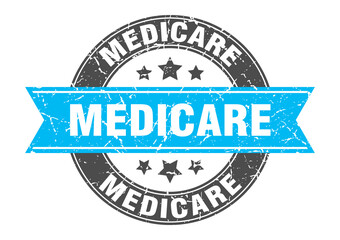 medicare round stamp with ribbon. label sign