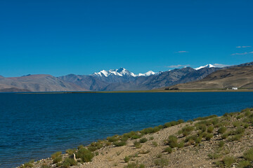 Tso Moriri or Mountain Lake, Ladakh, India. Largest of the high altitude lakes entirely within India. Water is brackish