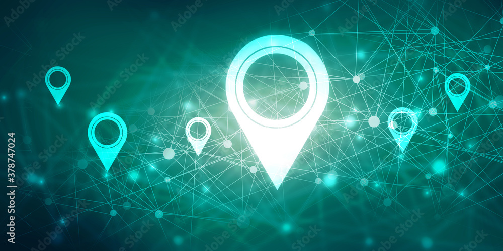 Poster 2d rendering red map pointer