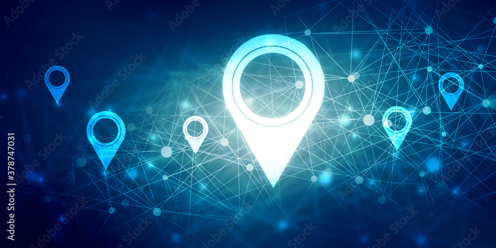 Poster 2d rendering red map pointer