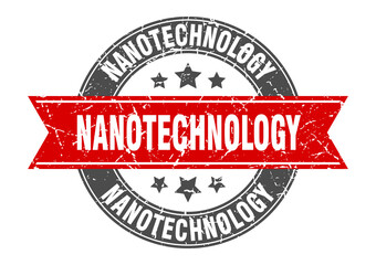 nanotechnology round stamp with ribbon. label sign