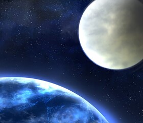 Obraz na płótnie Canvas earth and moon