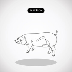 Pig. Continuous drawing with one line. Vector.