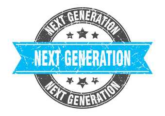 next generation round stamp with ribbon. label sign