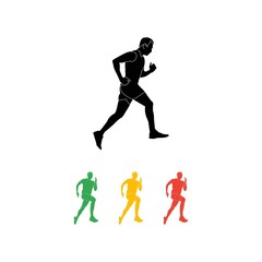 Fototapeta na wymiar Colorful Silhouette of Man Jogging Outside