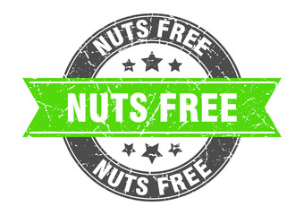 nuts free round stamp with ribbon. label sign