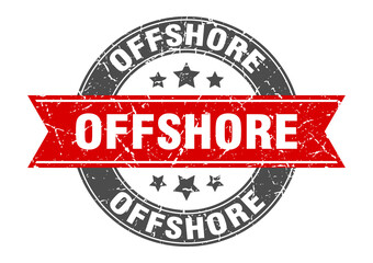 offshore round stamp with ribbon. label sign