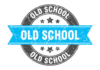 old school round stamp with ribbon. label sign