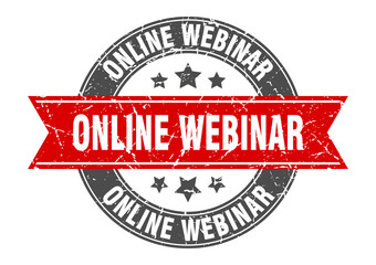 online webinar round stamp with ribbon. label sign