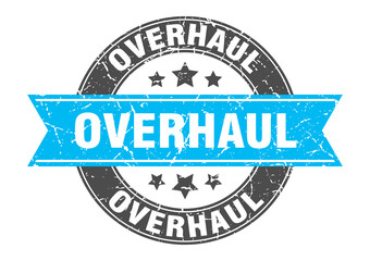 overhaul round stamp with ribbon. label sign