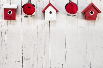 Red ornaments for a Christmas Tree with copy space in the bottom