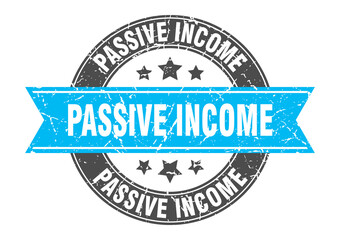 passive income round stamp with ribbon. label sign