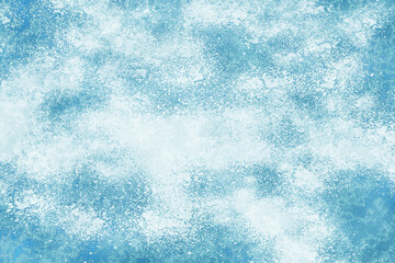 Abstract frosty pattern on glass and Snow background. Frost texture iced surface, Winter material. Frosted glass texture. Blue foil freeze gradient texture background. The frozen water. Winter and Sno