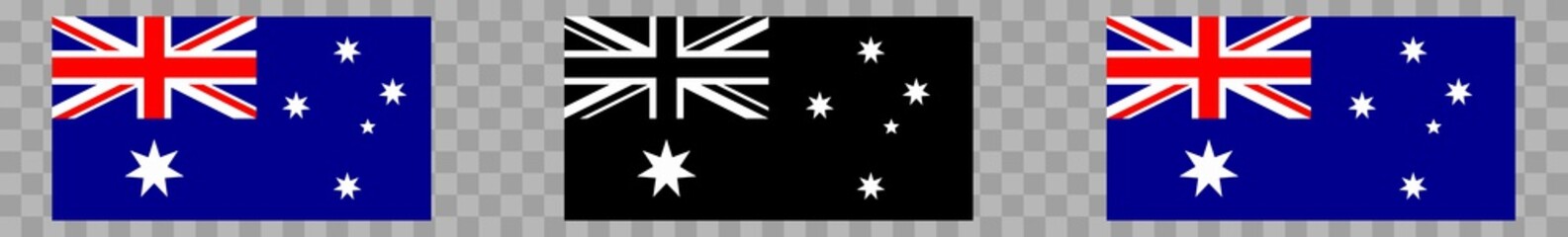 Australia Flag Colors Black | Australian Flags | Country Banner | Symbol | Vector | Isolated | Variations