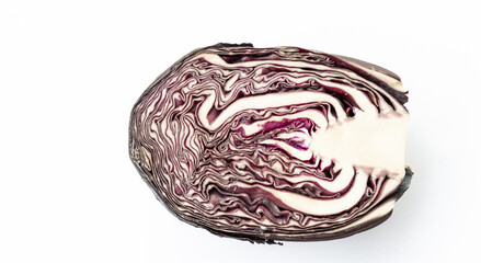 Obraz premium cut red cabbage isolated on white background