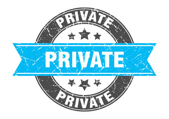 Fototapeta premium private round stamp with ribbon. label sign