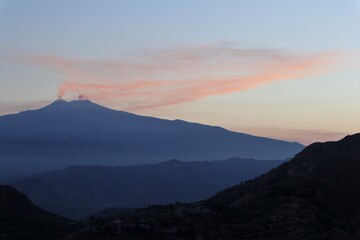 Castelmola - Fumate dall'Etna al tramonto